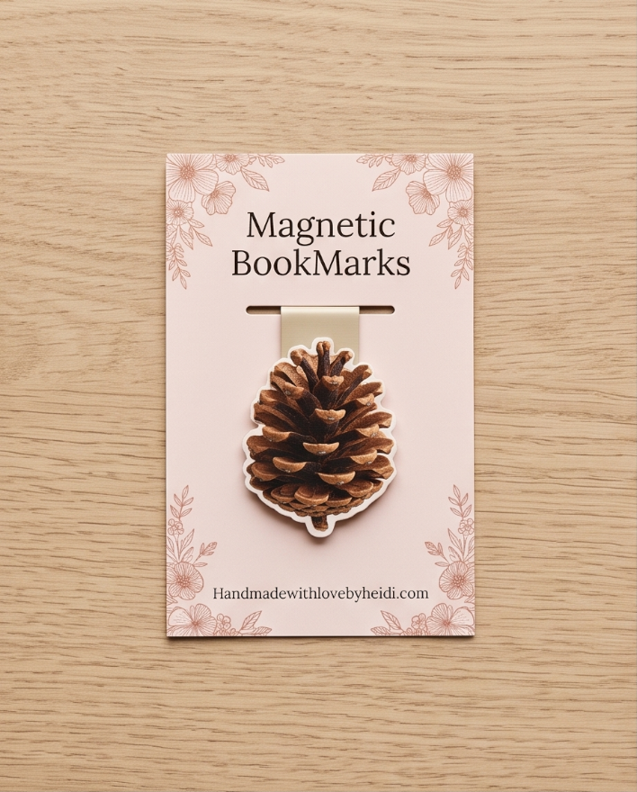 Pinecone Magnetic Bookmark – Cozy Cabin & Nature Lover Page Marker