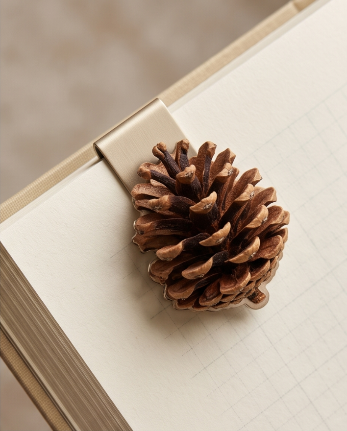 Pinecone Magnetic Bookmark – Cozy Cabin & Nature Lover Page Marker