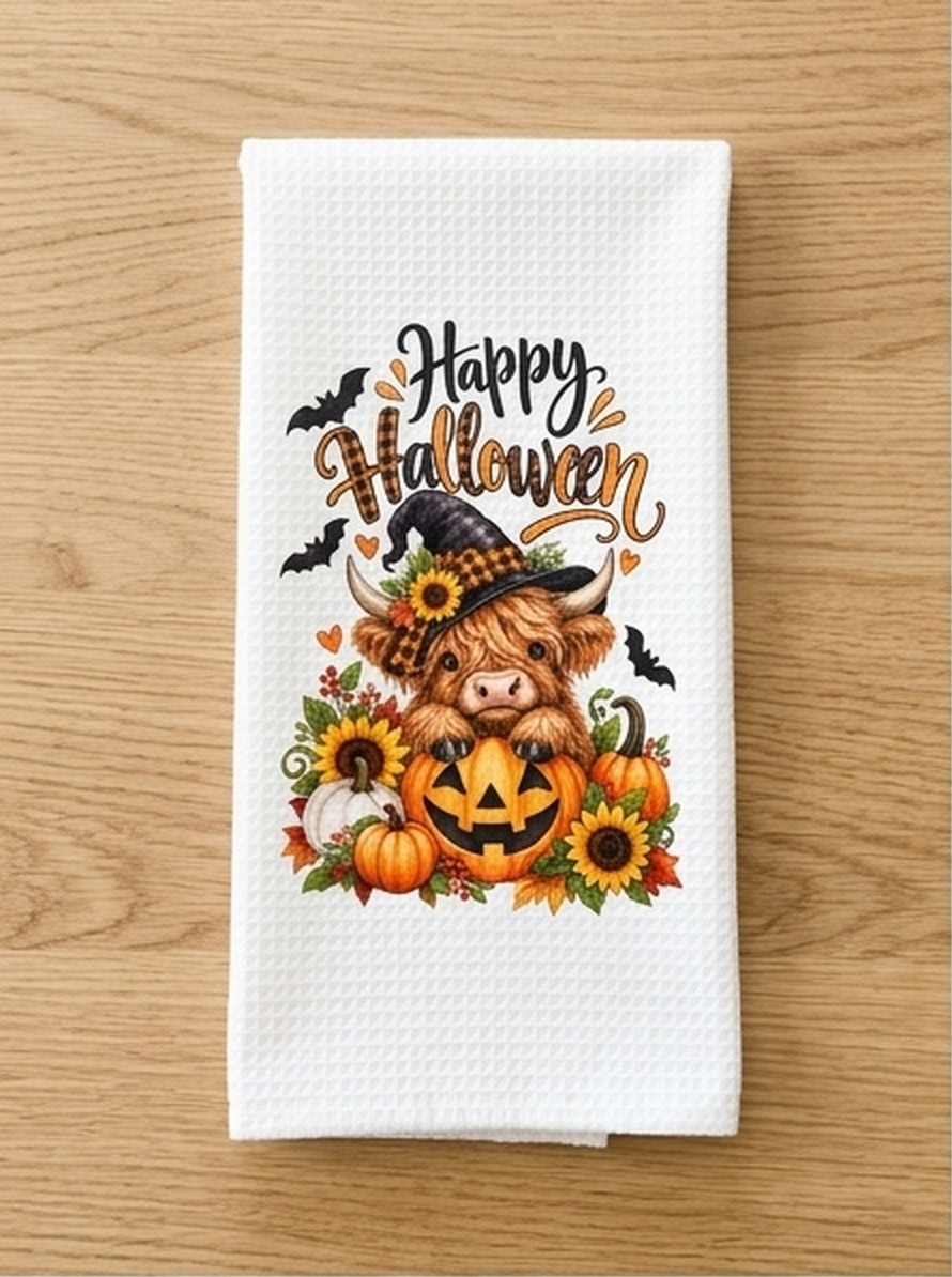 Happy Halloween Cutie Cow Kitchen Towel