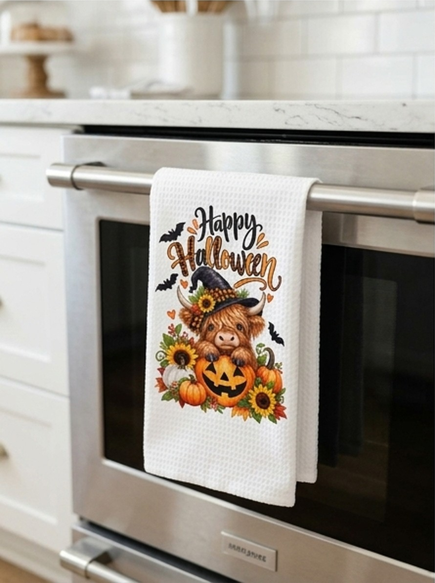 Happy Halloween Cutie Cow Kitchen Towel