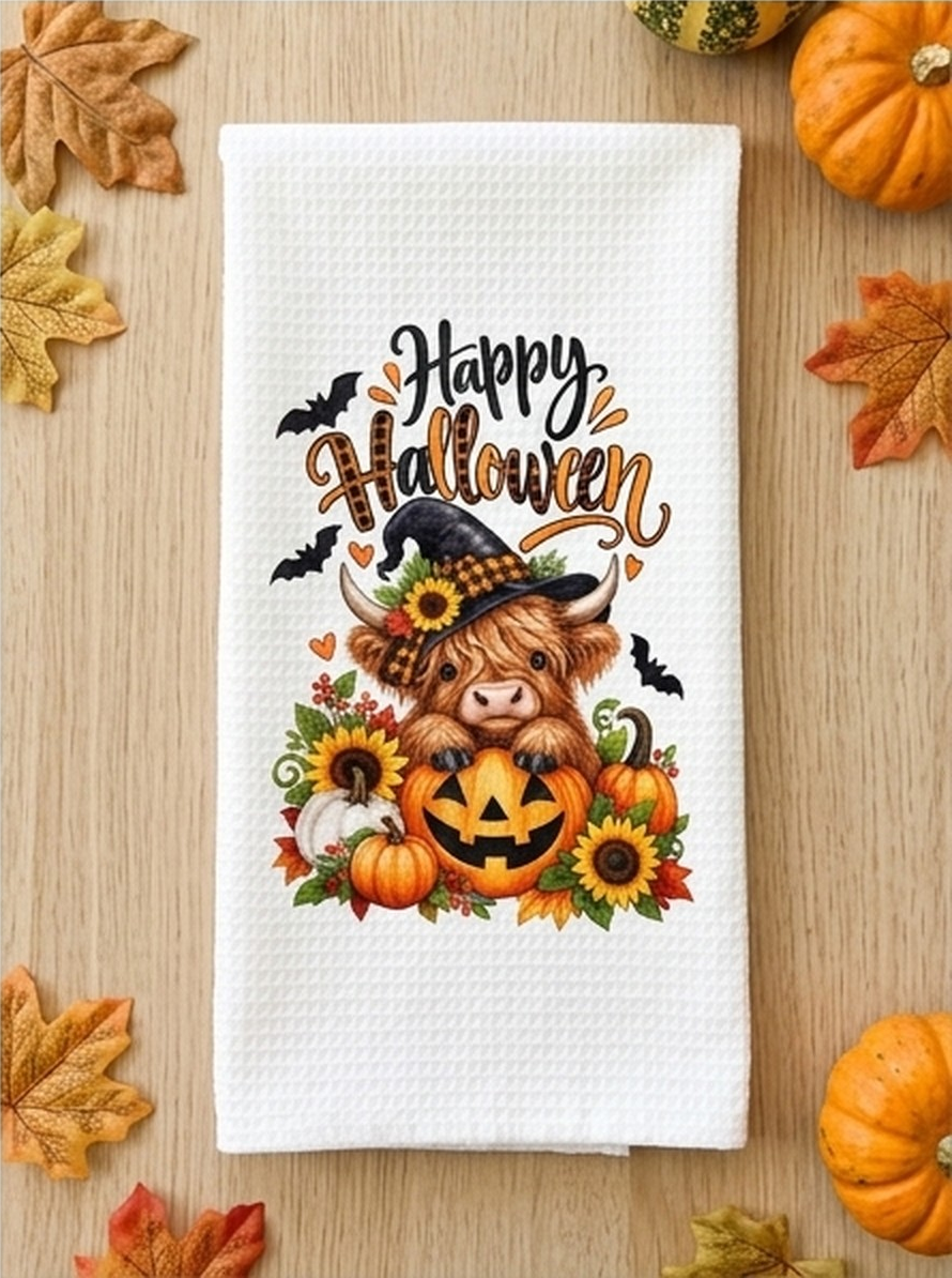 Happy Halloween Cutie Cow Kitchen Towel