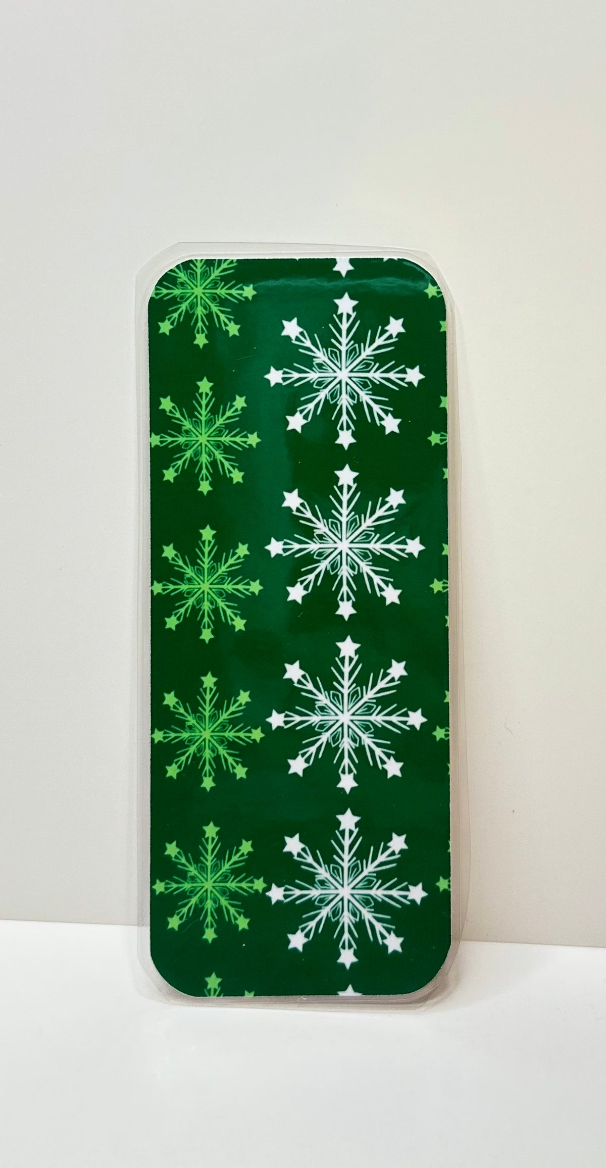Green Christmas Snowflake Laminated Bookmark | 2x5 Holiday Bookmark | Winter Book Lover Gift | Stocking Stuffer | Christmas Reading Gift