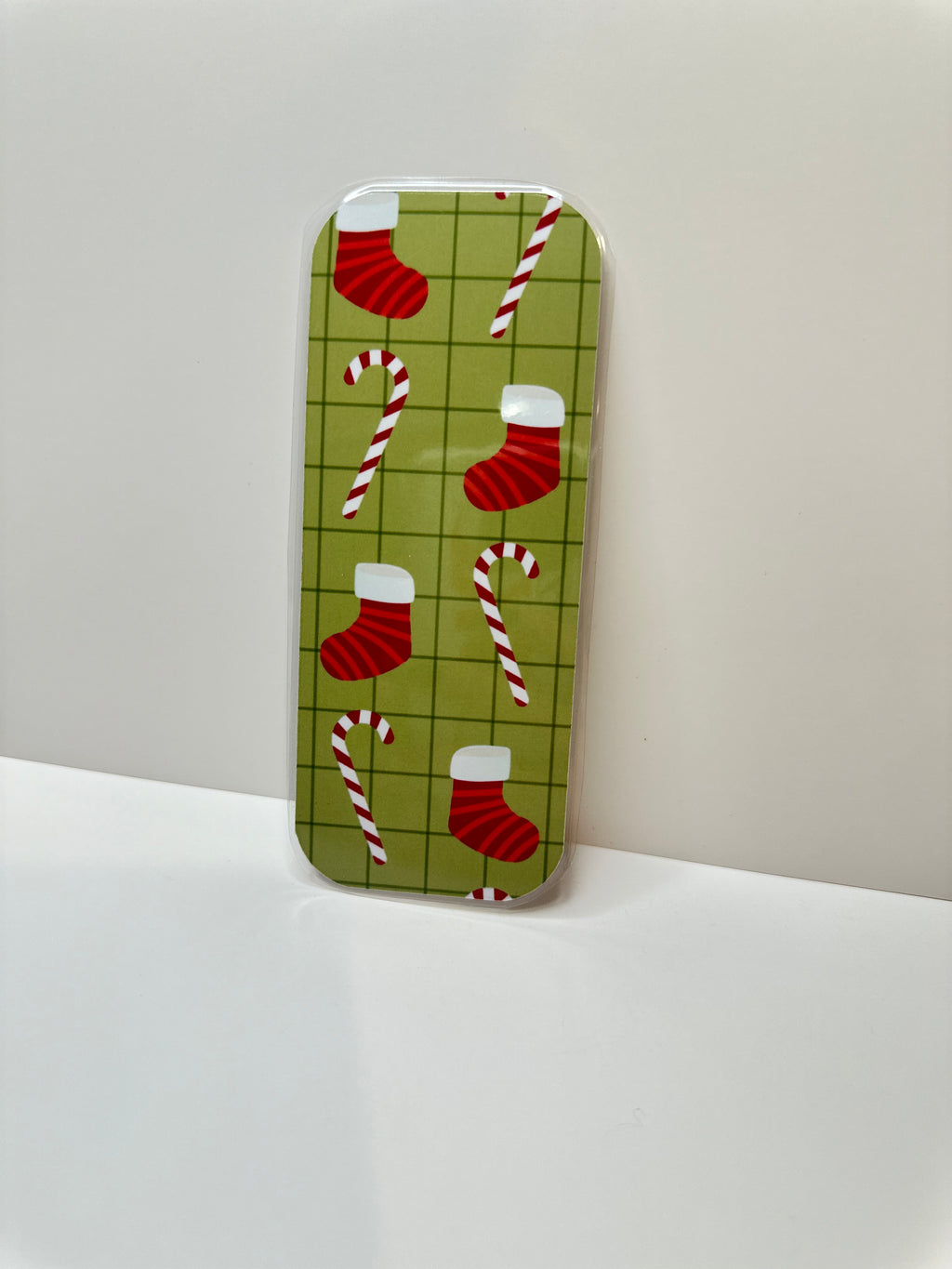 Christmas Stocking & Candy Cane Laminated Bookmark 2x5 | Holiday Bookmark | Christmas Book Lover Gift | Stocking Stuffer | Teacher Gift