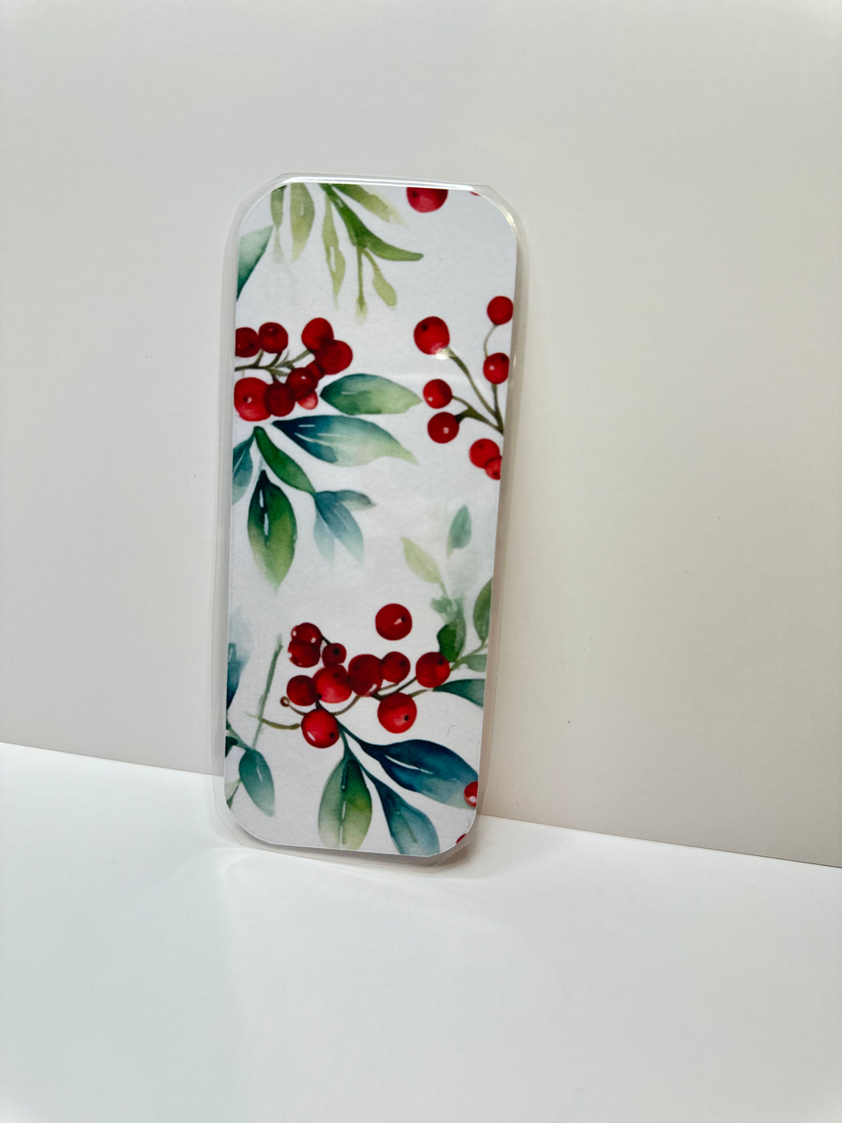 Christmas Red Berry Laminated Bookmark 2x5 | Watercolor Holiday Greenery Bookmark | Winter Book Lover Gift | Stocking Stuffer | Teacher Gift
