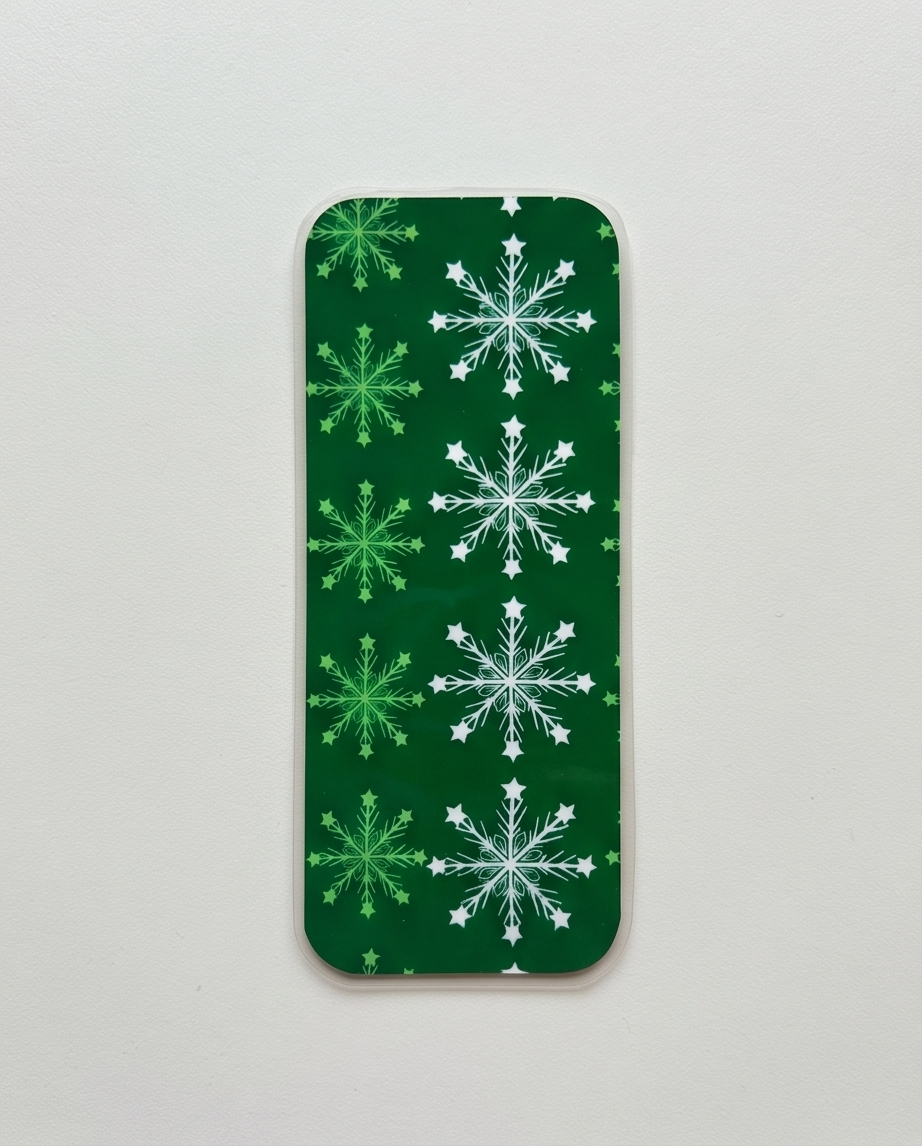 Green Christmas Snowflake Laminated Bookmark | 2x5 Holiday Bookmark | Winter Book Lover Gift | Stocking Stuffer | Christmas Reading Gift
