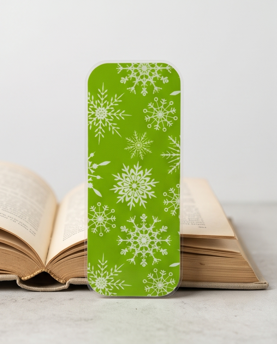 Green Snowflake Laminated Bookmark 2x5 | Christmas Bookmark | Winter Reading Gift | Book Lover Gift | Stocking Stuffer | Teacher Gift