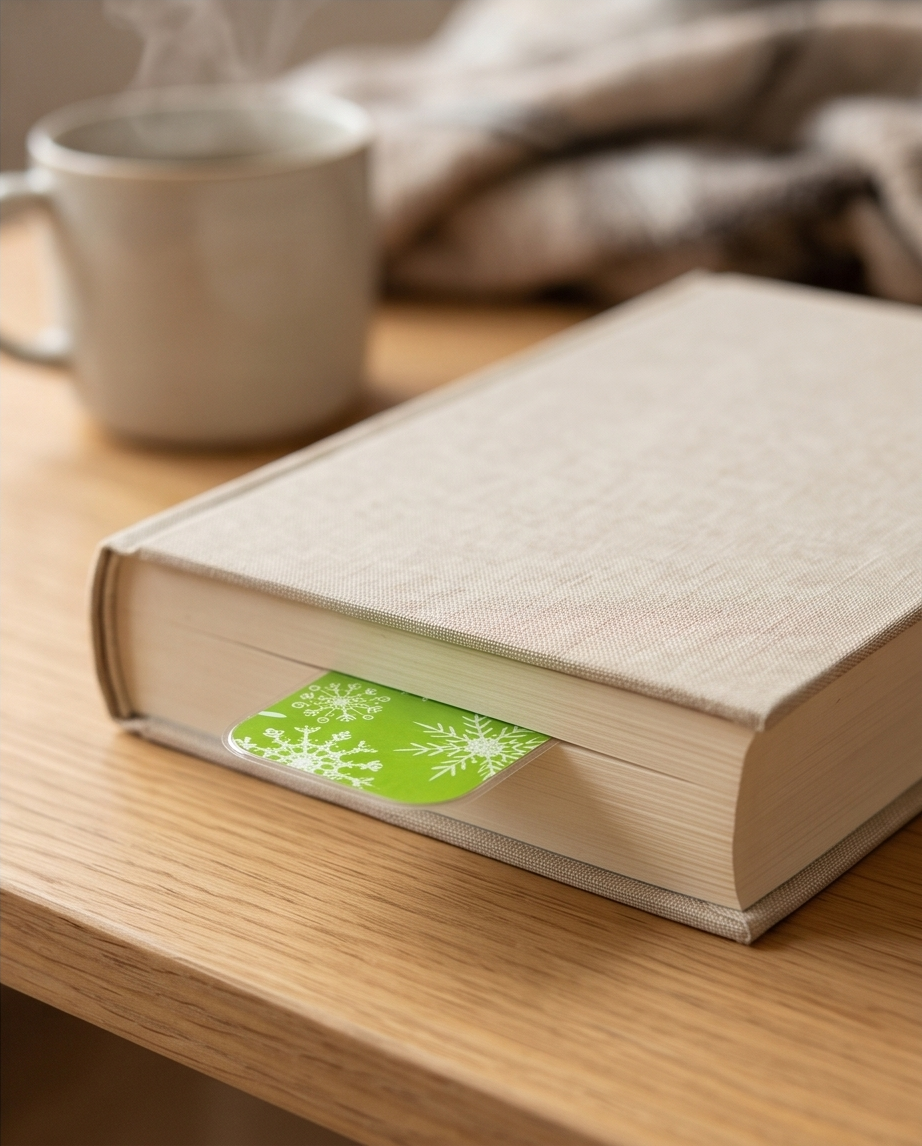 Green Snowflake Laminated Bookmark 2x5 | Christmas Bookmark | Winter Reading Gift | Book Lover Gift | Stocking Stuffer | Teacher Gift