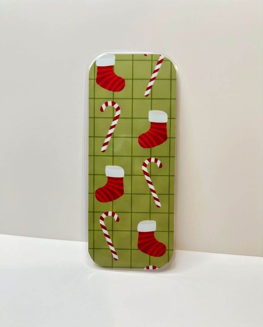 Christmas Stocking & Candy Cane Laminated Bookmark 2x5 | Holiday Bookmark | Christmas Book Lover Gift | Stocking Stuffer | Teacher Gift