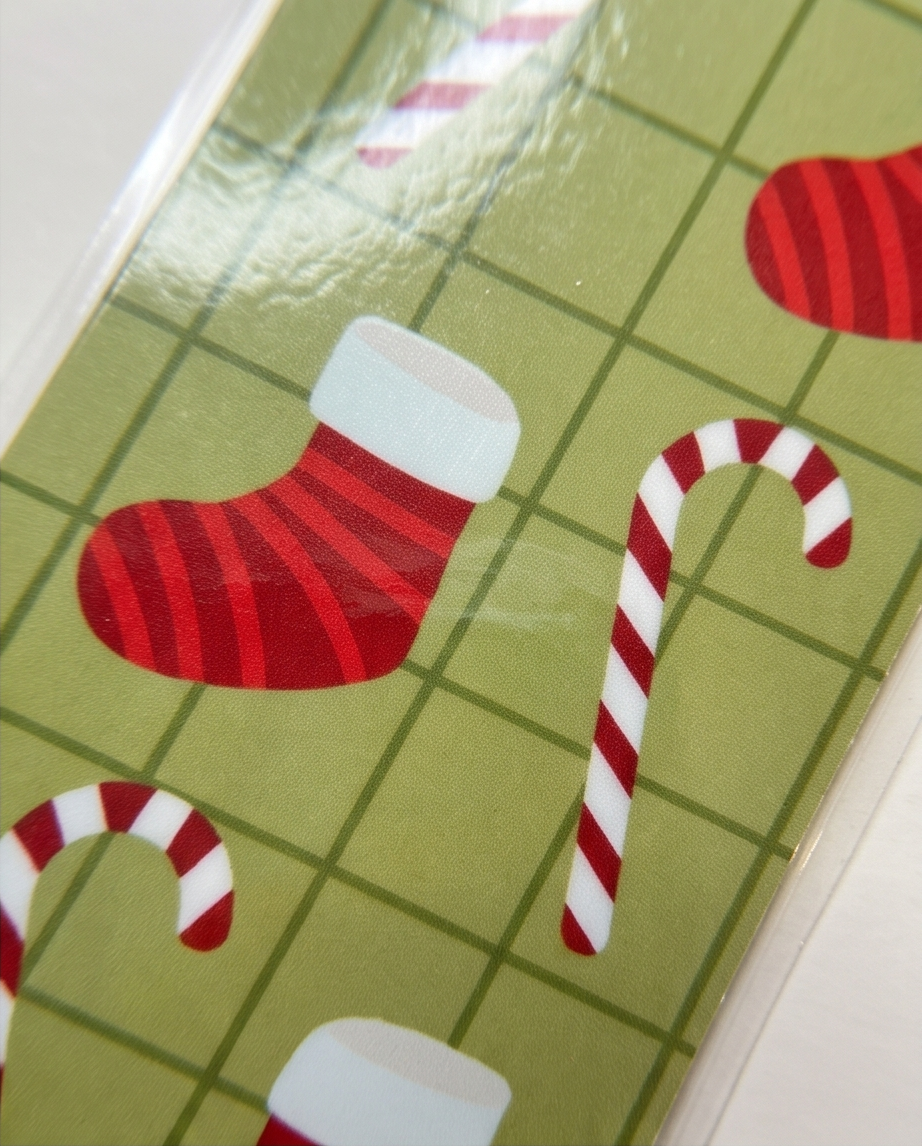 Christmas Stocking & Candy Cane Laminated Bookmark 2x5 | Holiday Bookmark | Christmas Book Lover Gift | Stocking Stuffer | Teacher Gift