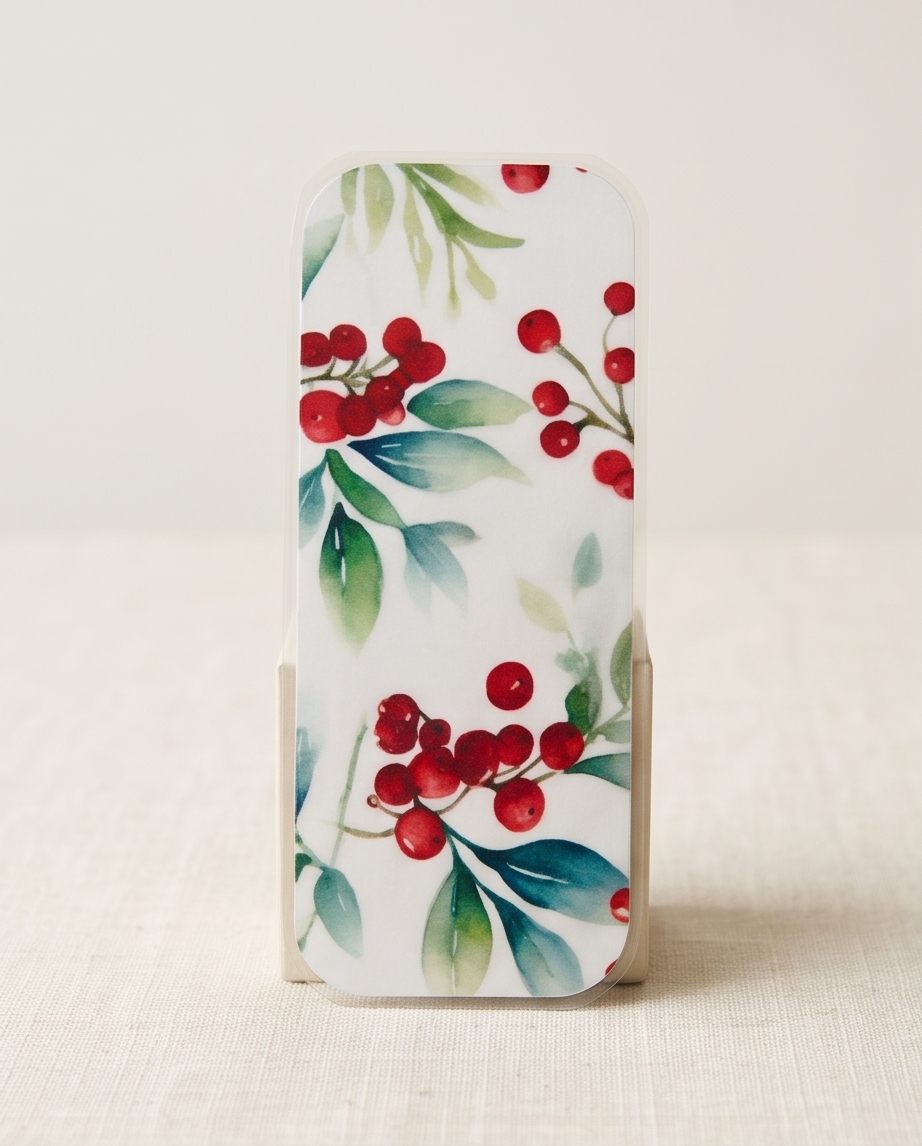 Christmas Red Berry Laminated Bookmark 2x5 | Watercolor Holiday Greenery Bookmark | Winter Book Lover Gift | Stocking Stuffer | Teacher Gift