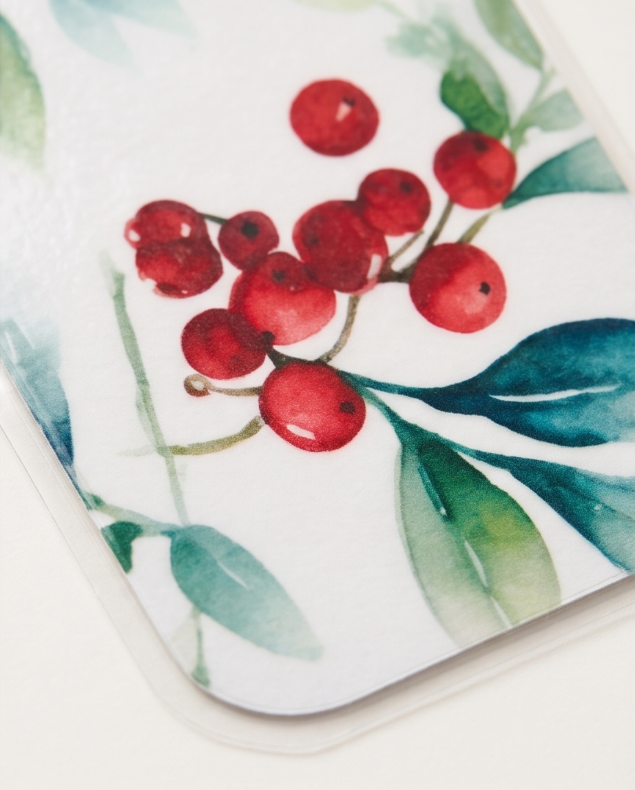 Christmas Red Berry Laminated Bookmark 2x5 | Watercolor Holiday Greenery Bookmark | Winter Book Lover Gift | Stocking Stuffer | Teacher Gift