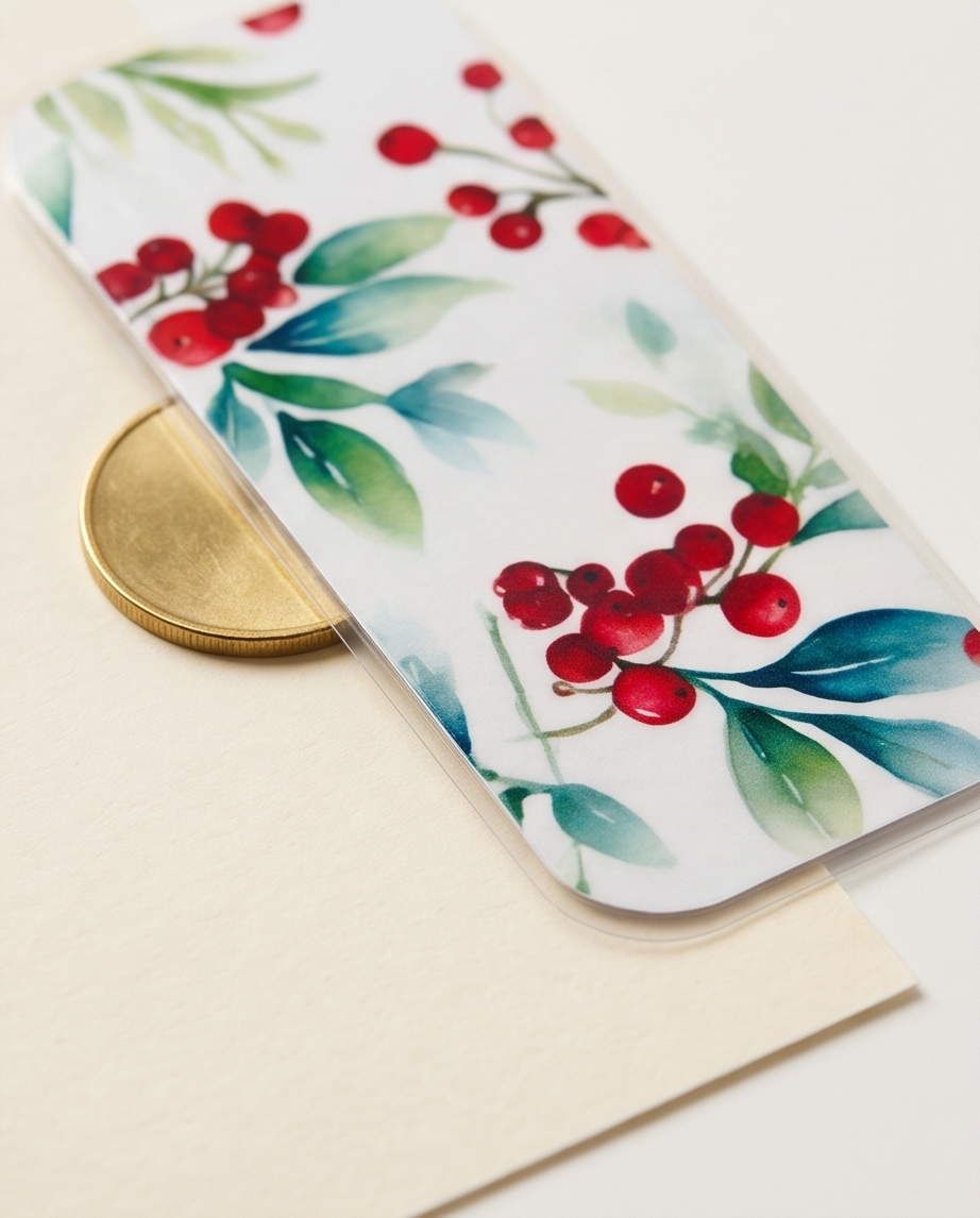 Christmas Red Berry Laminated Bookmark 2x5 | Watercolor Holiday Greenery Bookmark | Winter Book Lover Gift | Stocking Stuffer | Teacher Gift