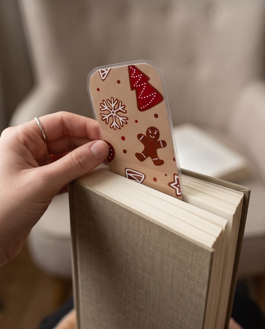 Gingerbread Christmas Laminated Bookmark 2x5 | Holiday Cookie Bookmark | Christmas Book Lover Gift | Stocking Stuffer | Teacher Gift