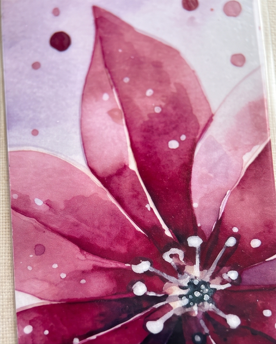 Pink Poinsettia Laminated Bookmark 2x5 | Watercolor Floral Christmas Bookmark | Holiday Book Lover Gift | Stocking Stuffer | Teacher Gift