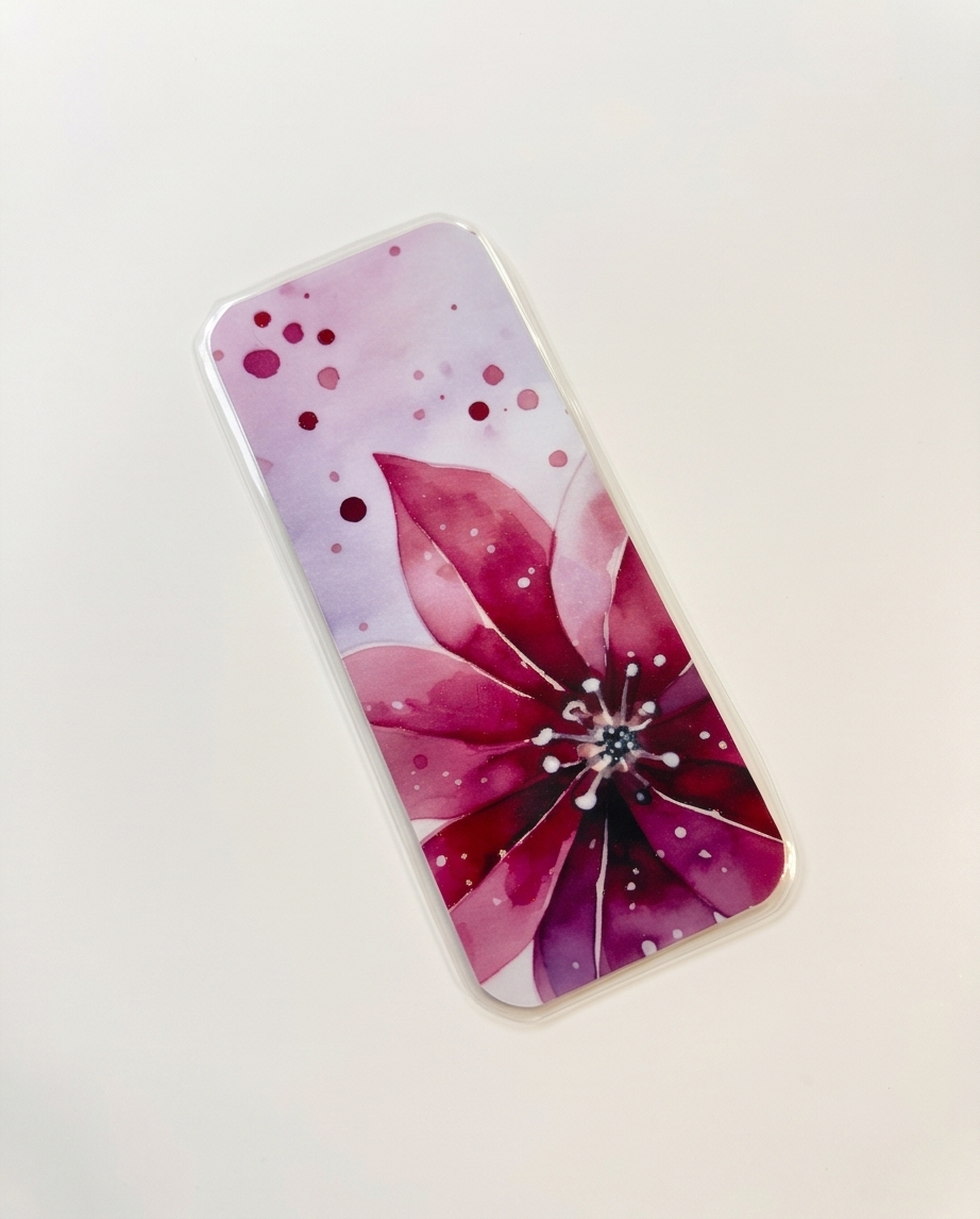 Pink Poinsettia Laminated Bookmark 2x5 | Watercolor Floral Christmas Bookmark | Holiday Book Lover Gift | Stocking Stuffer | Teacher Gift