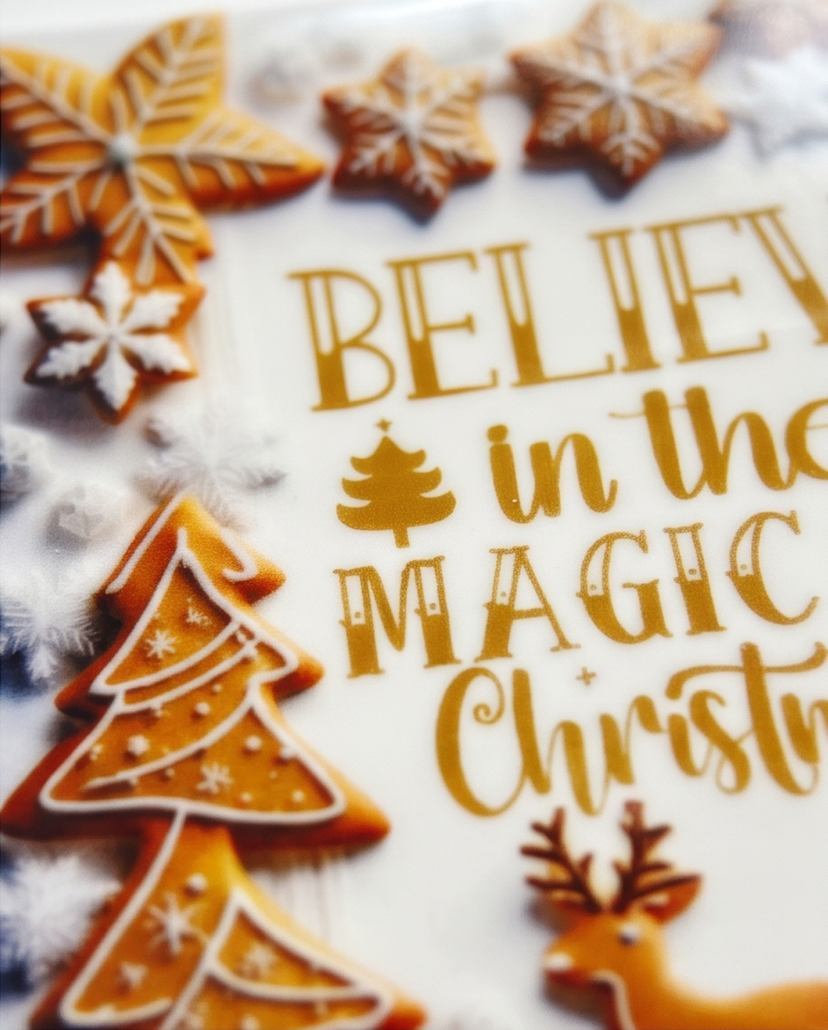 Christmas Ceramic Coaster with Cork Backing 4x4 | Gingerbread Christmas Decor | Holiday Coffee Coaster | Believe in Christmas Gift