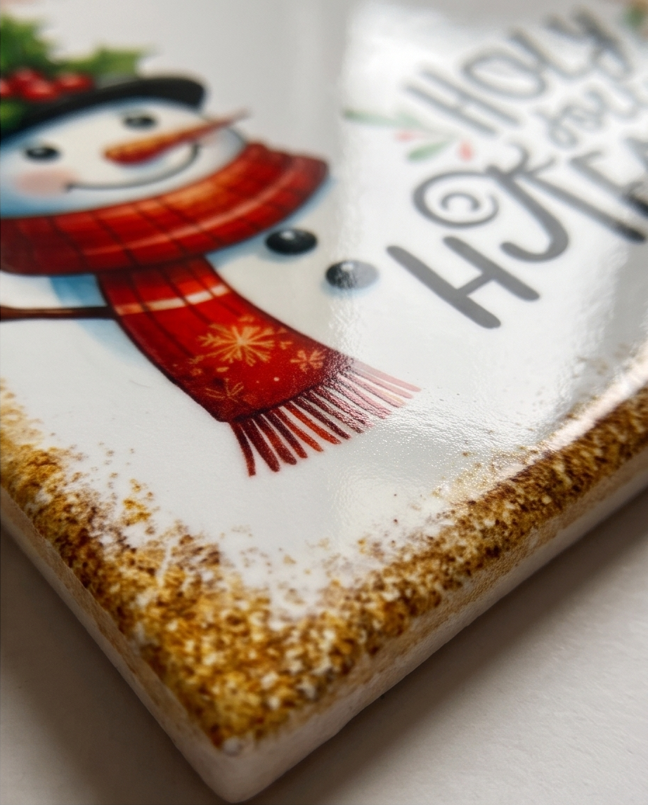 Christmas Teacher Ceramic Coaster with Cork Backing 4x4 | Holly Jolly Teacher Snowman Coaster | Teacher Christmas Gift | Holiday Desk Decor