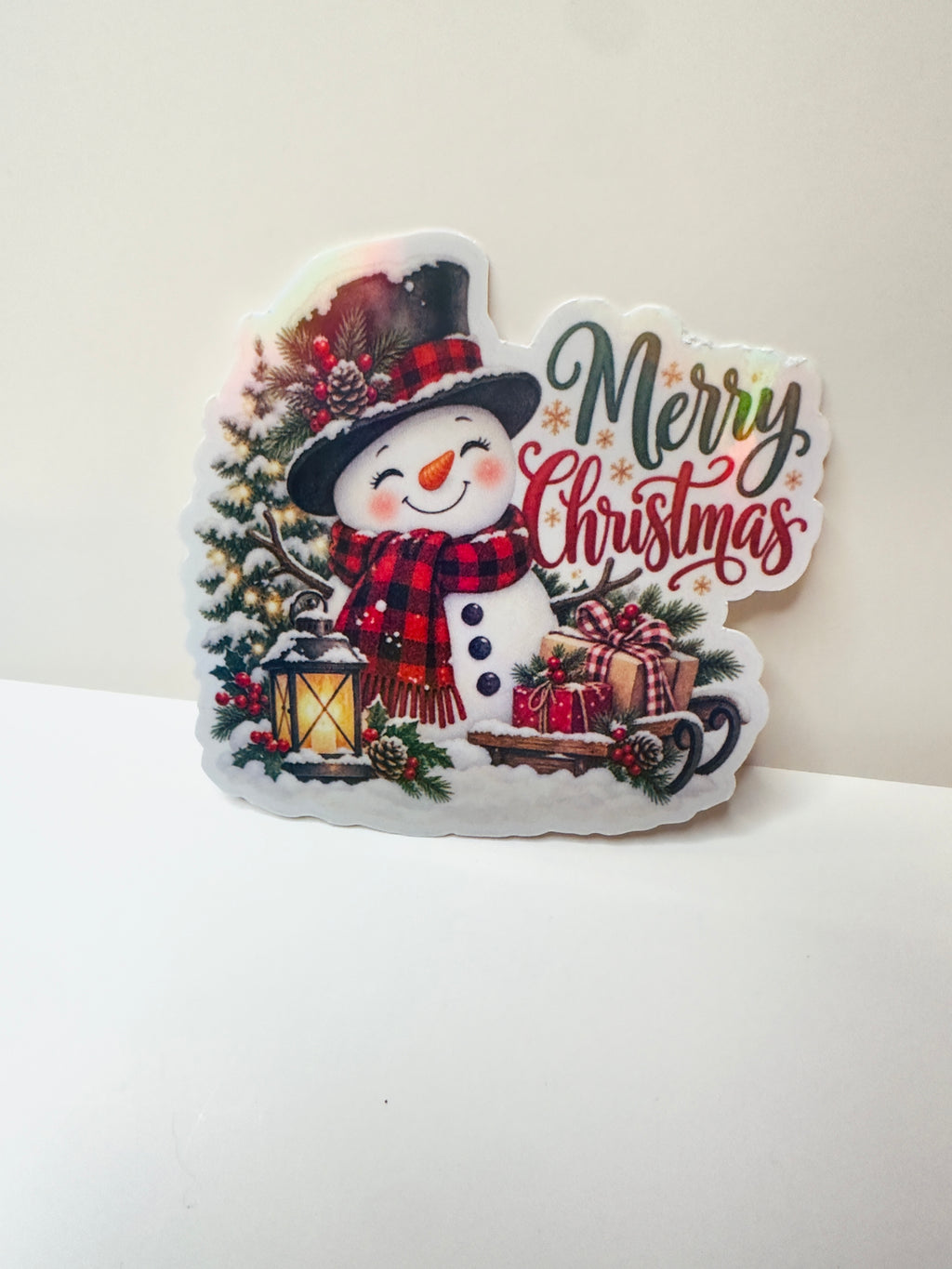 Merry Christmas Snowman Sticker | 3 Inch Laminated Waterproof Christmas Sticker | Holiday Winter Decal | Christmas Gift