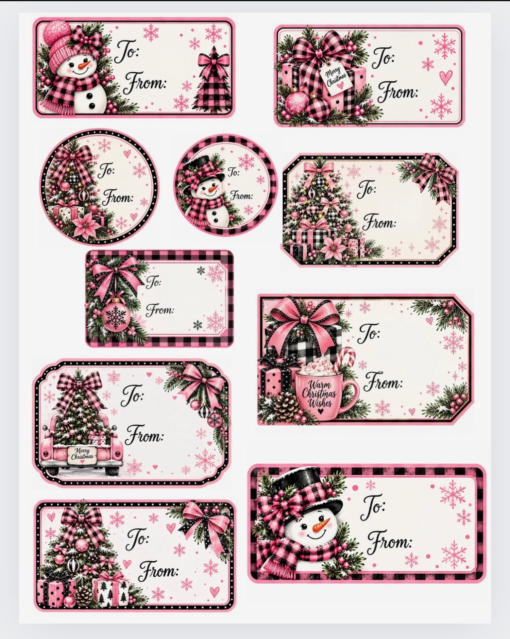Pretty Pink Christmas Gift Tags