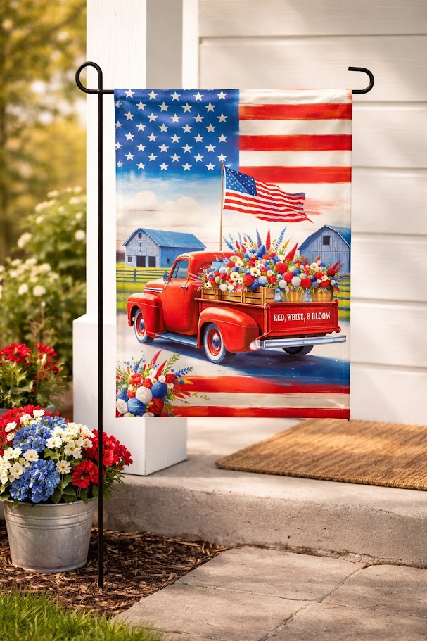 Red, White & Bloom Patriotic Garden Flag 🚗💙