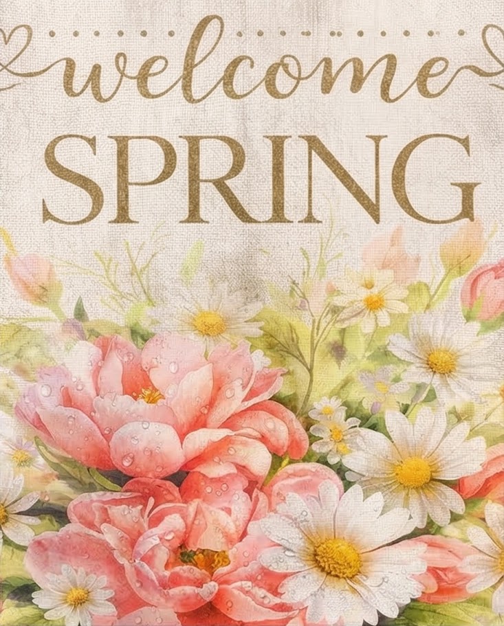 Welcome Spring Mason Jar Garden Flag 💗✨