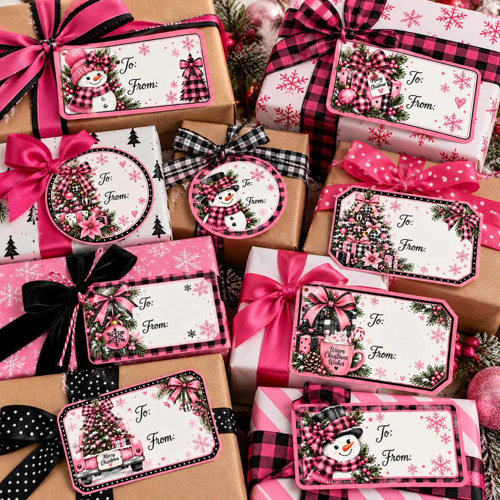 Pretty Pink Christmas Gift Tags
