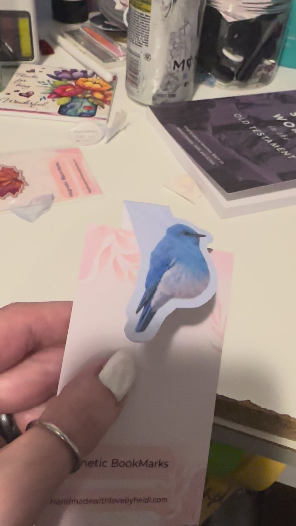 Mountain Bluebird Magnetic Bookmark – Holographic Utah Bird Page Marker