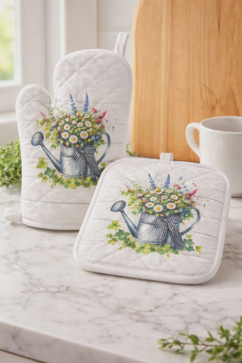 Floral Oven Mitt and Pot Holder